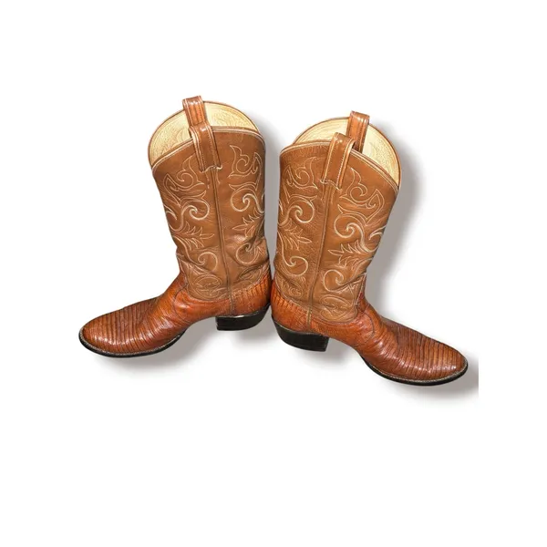Vintage Tony Lama Lizard Western Cowboy Boots Brown Leather Men’s 10.5 D‎ Boho - Image 14