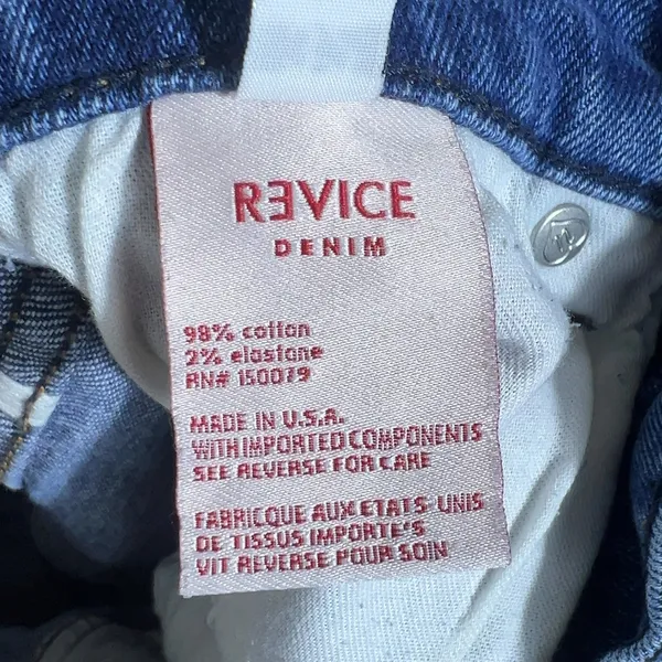 Revice Denim Distressed Straight Leg Jeans Blue Medium Wash Raw Hem Size 32 - Image 6