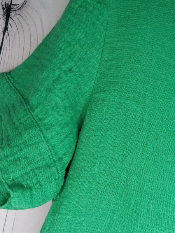 J. Crew Bright Green V-Neck Gauze Popover Short Sleeve Preppy Casual Top - Image 5