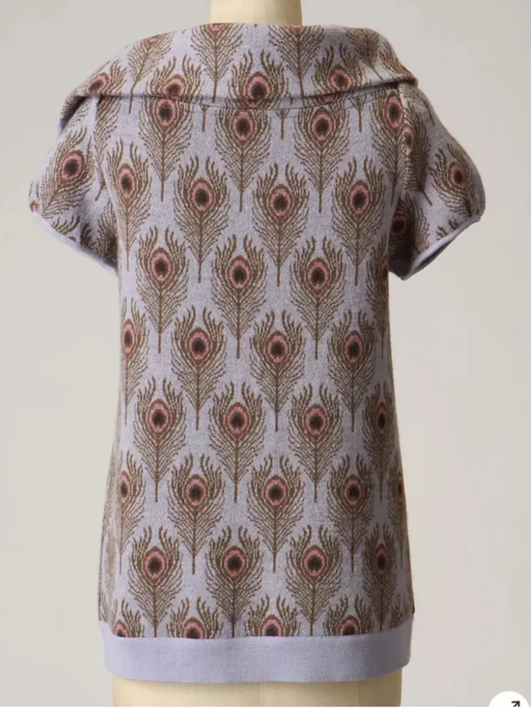 Like New Anthropologie MOTH Wool Peacock Funneled Folds Sweater Size Small - Image 3