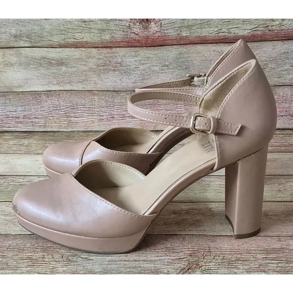 Naturalizer Bandele Nude Taupe Neutral Mary Jane Heels Womens 8.5M Block Heel - Image 6