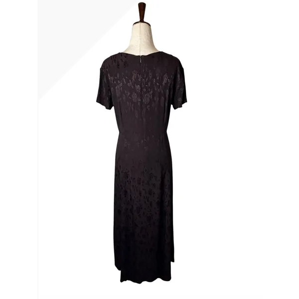 Laura Ashley Vintage 90s Dress Women 8 Brown Floral Jacquard Maxi Cottagecore - Image 3