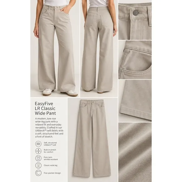 Lululemon EasyFive Low-Rise Classic Wide Pant Utilitech Twill Downtown Tan 32 - Image 14
