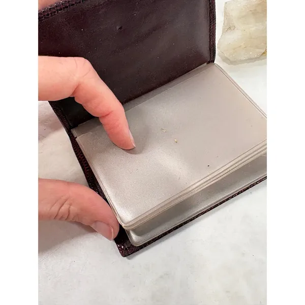 Lederer Italy Vintage Burgundy Lizard Embossed Leather Photo Card Holder‎ Wallet - Image 6