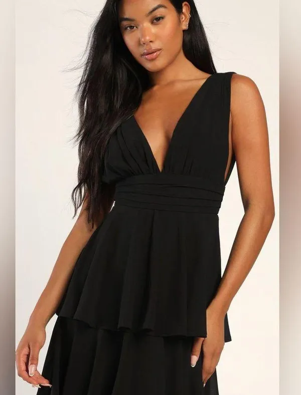 LULU’S Amazing Evening Black Tiered Maxi Dress - Image 3