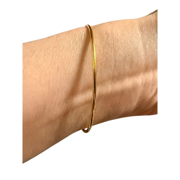 Alex and Ani Gold Tone Blue Swarovski Crystal Expandable Bangle Bracelet classic - Image 2