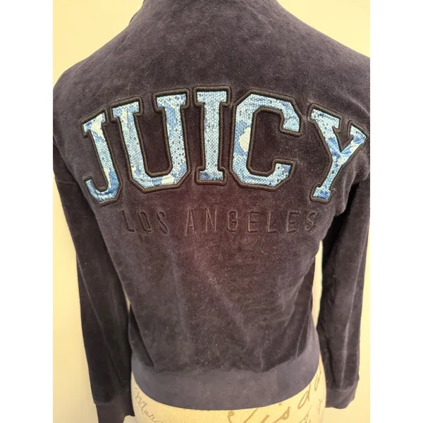 Juicy Couture Black‎ Label Los Angeles Velour Track Jacket Bomber Small S - Image 4