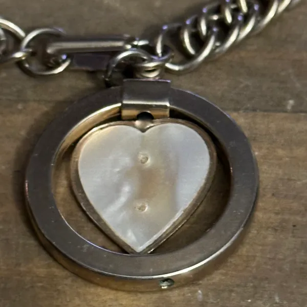 Vintage MOP The Lords Prayer Heart Charm Bracelet - Image 5