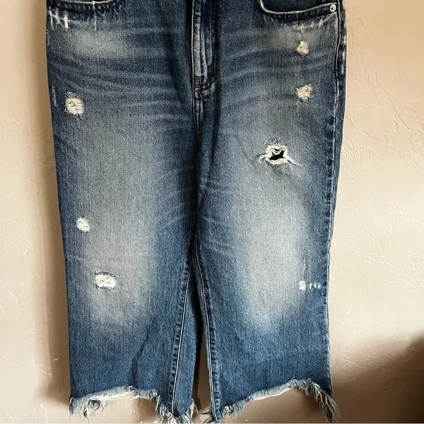 Lee Vintage Modern Daybreak Wide Leg‎ Cropped Raw Hem Denim Jeans - Image 8