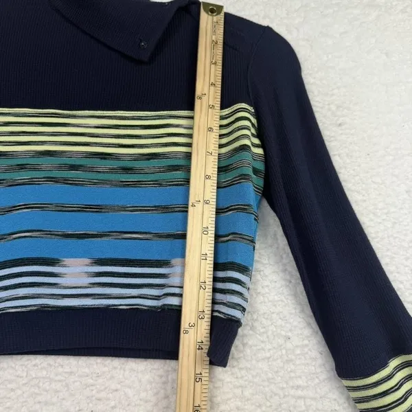 Free‎ People FP Movement Sweater Womens XS Striped Thermal Cropped Thumbholes - Image 9