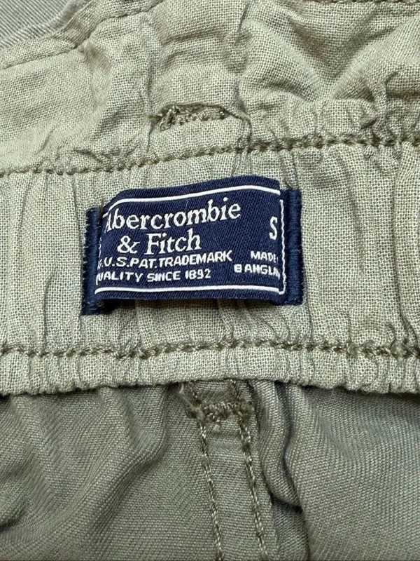 Abercrombie & Fitch Women’s Small Olive Green High Rise Paperbag Belted Shorts ( - Image 3