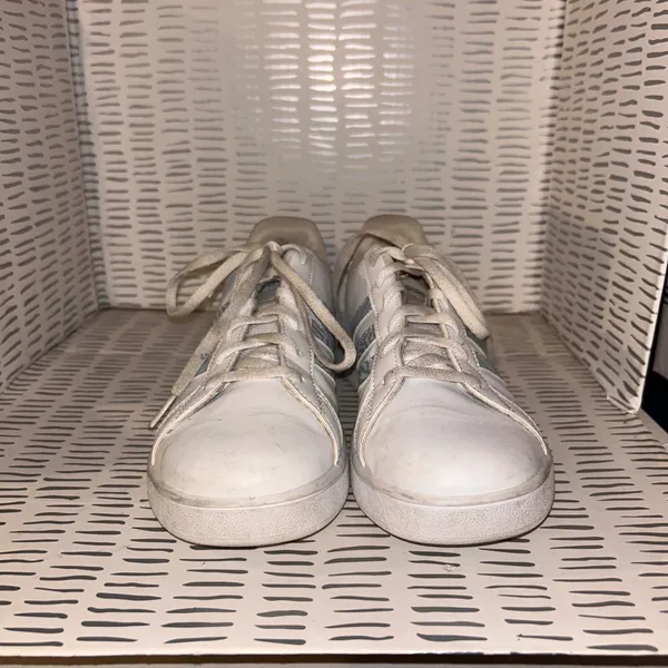 Adidas Grand Court Zebra Stripe White Purple Mint Sneakers Womens 6.5 Streetwear - Image 3