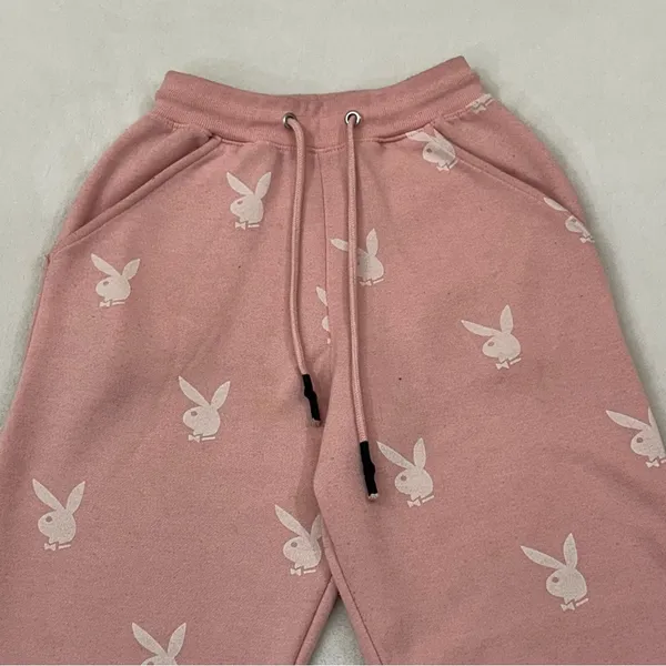 Playboy X Missguided Pink Bunny All Over Print Comfy Lounge Sweatpants Womens XS - Image 2