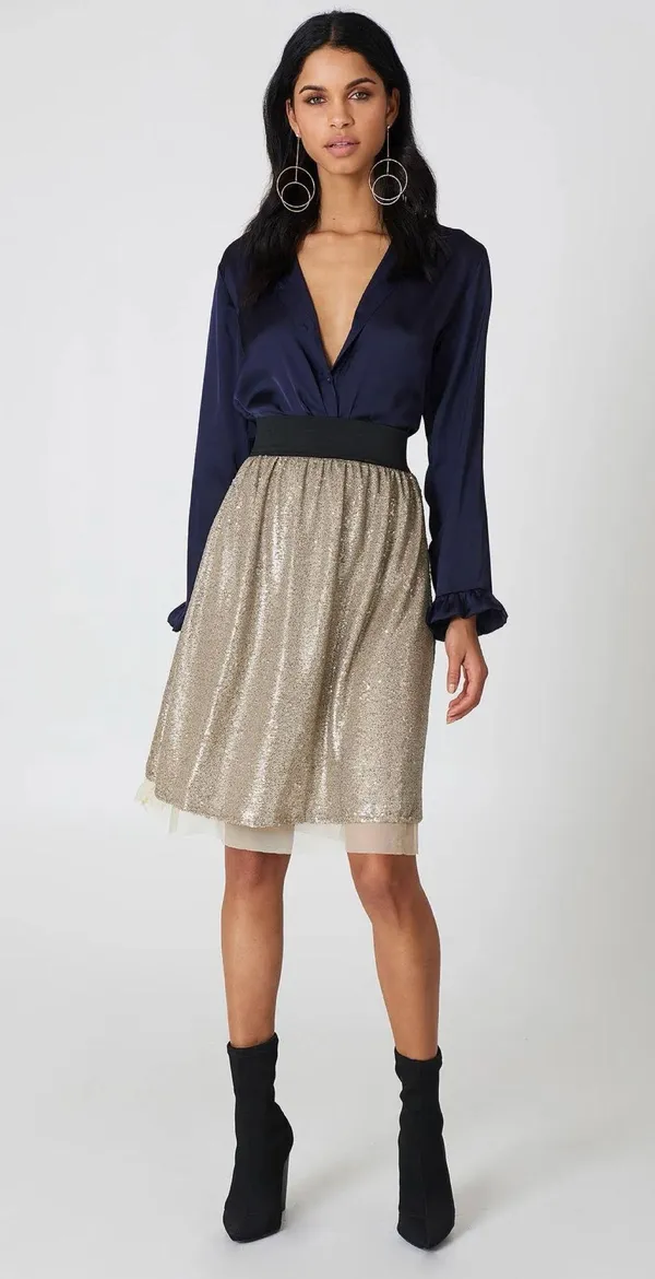 Free People flashing lights metallic sequined skirt - Image 13