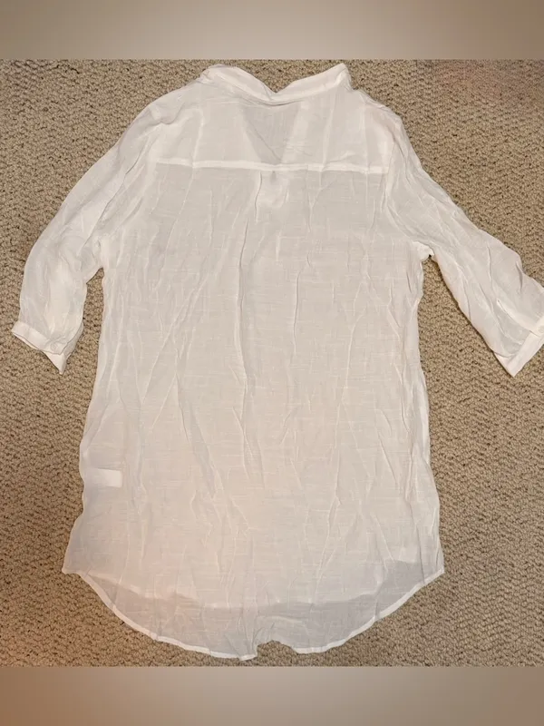 Cupshe NWT White Sheer Beach Cover Up Tunic Dress Size Large coastal - Image 3