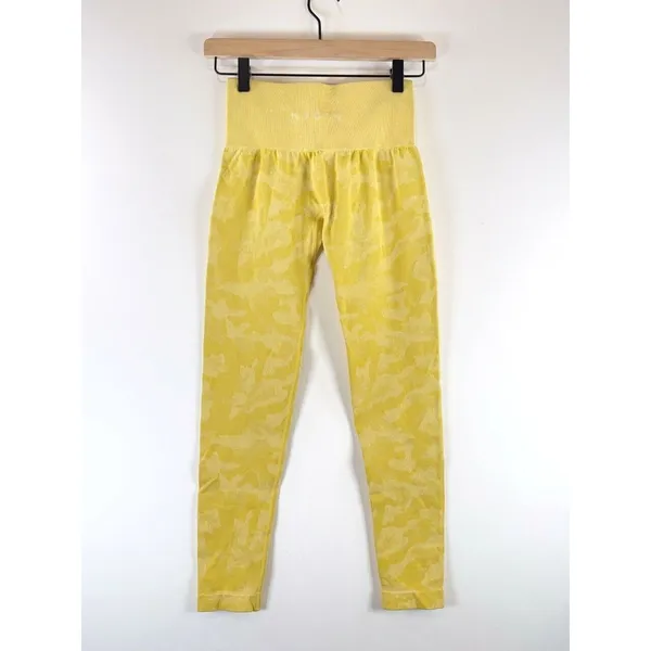 NVTGN Womens Leggings Sunshine Yellow Camo Seamless High Waisted Pull On Size XS - Image 3