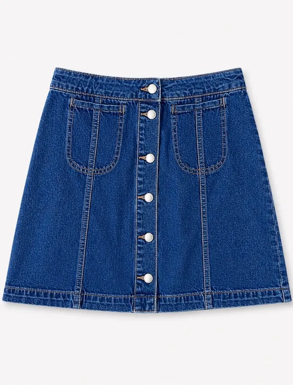 Topshop Moto Button Down Denim Skirt, Size 30W - Image 2