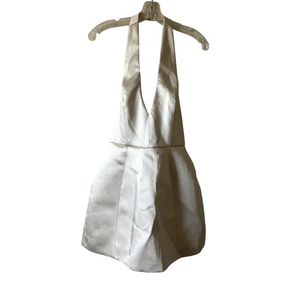 Oh Polly Harmonia Halterneck Structured Tulip Mini Dress in Ivory Size 6 New - Image 6