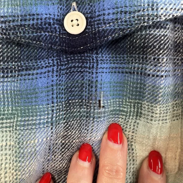 American Eagle Sz L‎ Light Flannel Shirt Cropped Boxy Oversized Plaid Button Up - Image 4