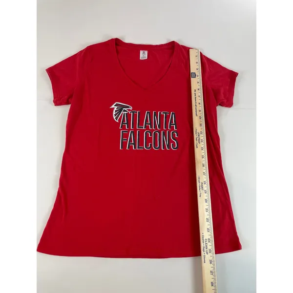 NFL Team Apparel Womens Red Atlanta Falcons V Neck Short Sleeve Tee XL - Image 3