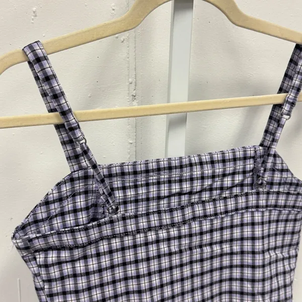 Hollister Purple Plaid Advanced Stretch Crop Top Cami Adjustable Straps Size Med - Image 4