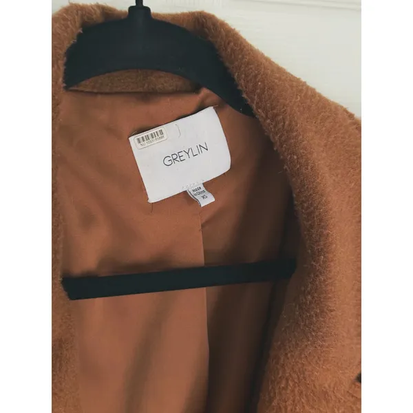 Greylin Anthropologie Brushed Wool Long OverCoat Womens XS Brown Quiet Luxury - Image 5