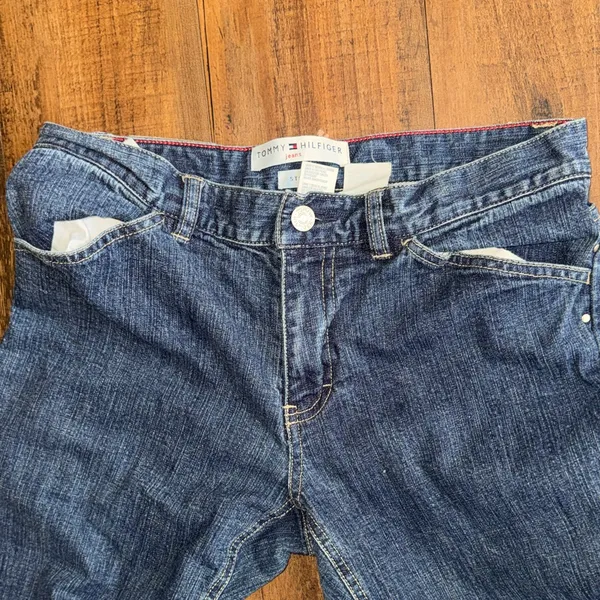 Vintage Tommy Hilfiger Bootcut Jeans Size 8 Dark Blue Y2K - Image 15