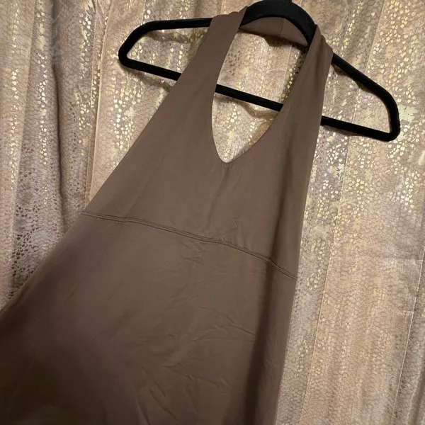 Patagonia W's Morning Glory Halter Chocolate Brown Tie Back Midi Dress XL - Image 3