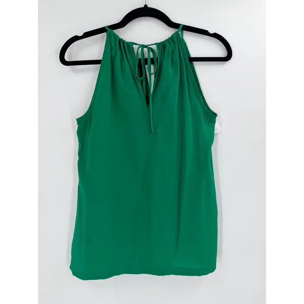 W by Worth‎ Halter Top Womens 0 Green Silk Blend Keyhole Neck Quiet Luxury - Image 6