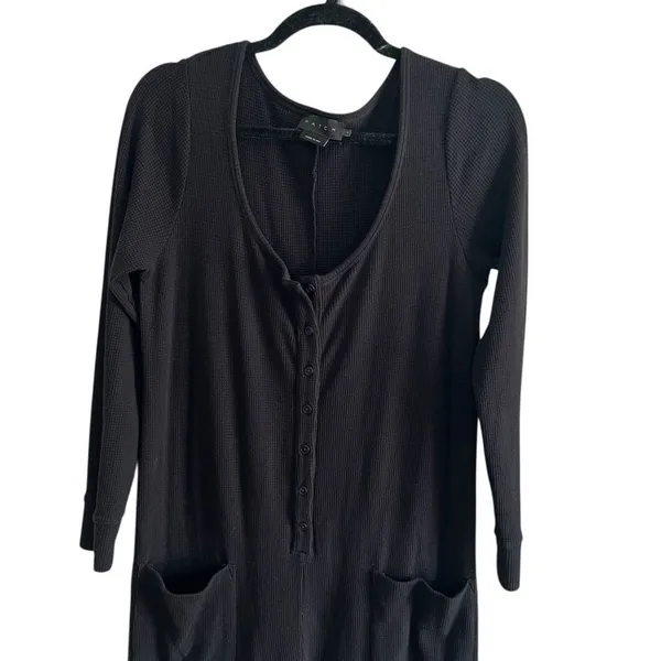 HATCH Daily Feed Maternity Waffle Knit Jumpsuit Black Small - Image 5