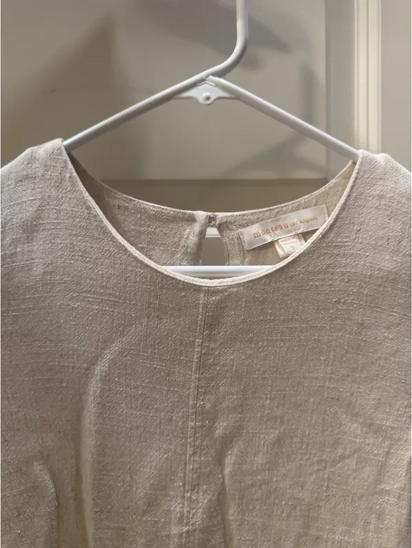 Cream Linen Dress Tan - Image 3