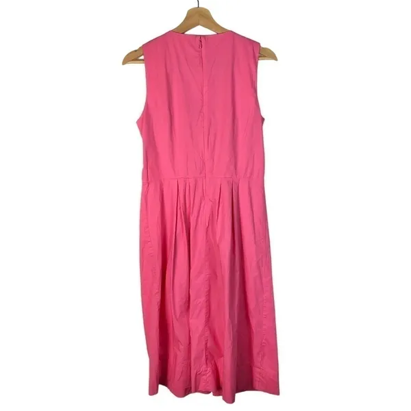 J. Crew Hot Pink Tie Front Sleeveless Cotton Midi Dress‎ 6 - Image 2