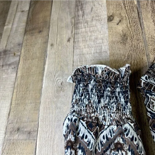Unbranded Xxl Tribal Print Notched V-Neck Top w/Long Puff Sleeve & Shirr… - Image 8