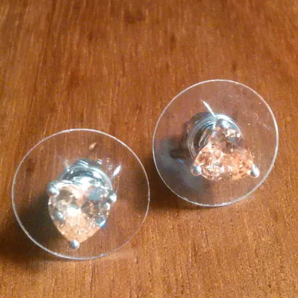 Champagne Heart Simulated Diamond Sterling Silver Stud Earrings - Image 2