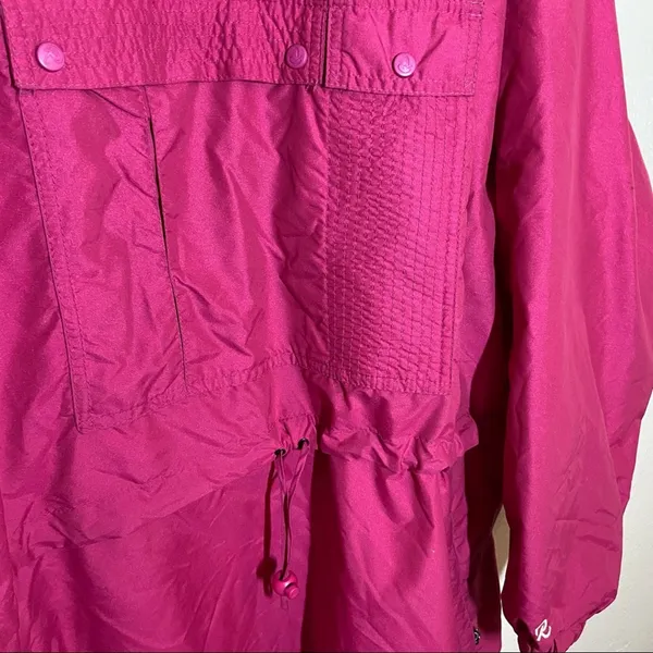Vintage Roffe Powder Ridge Ski Jacket Windbreaker Hidden Hood 80s Pockets Pink M - Image 2