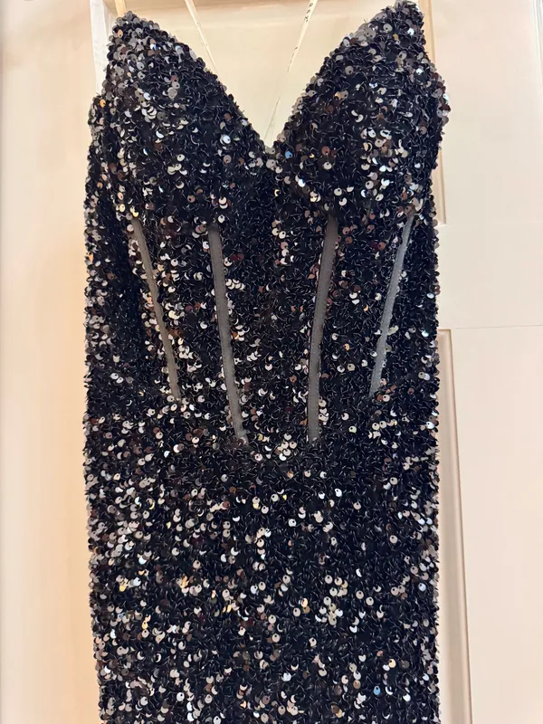 Jasz Couture Black & Silver Sequin Prom Dress - Image 2