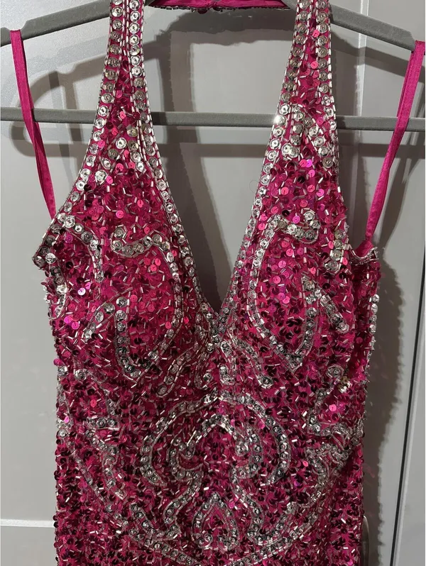 Sparkle Like You Mean It! Hot Pink Sequin Vintage Cocktail Dress - Image 2