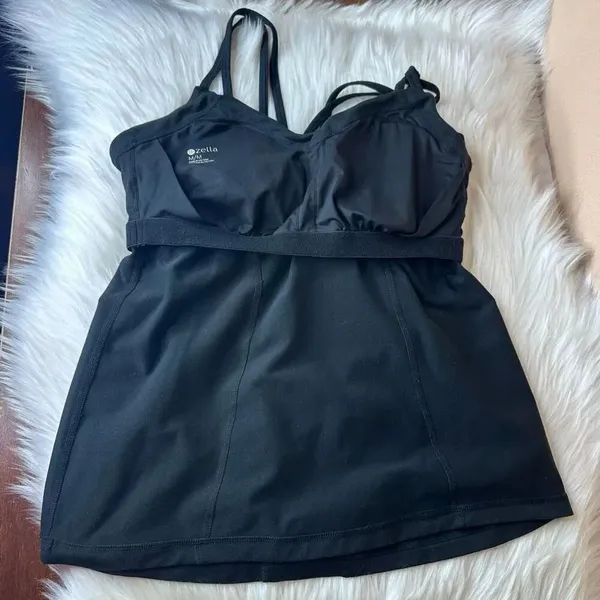 ZELLA Jewel Strappy Back Workout Tank Built In Bra Size Medium - Image 8
