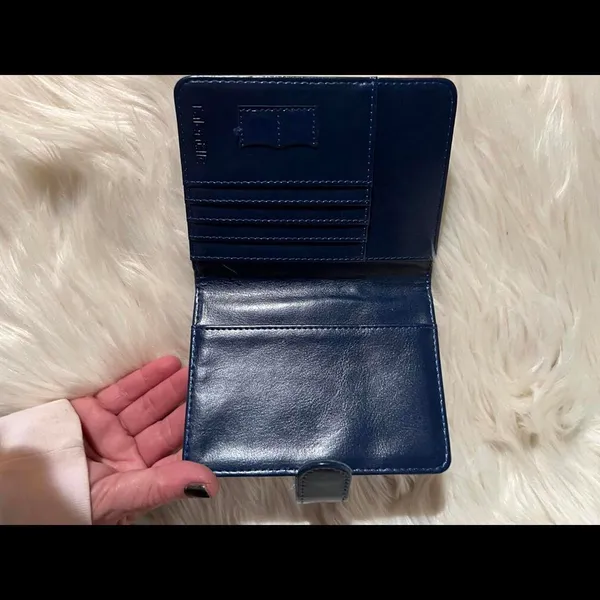 Stylish Navy Passport Holder with Embossed Design Blue - Image 5
