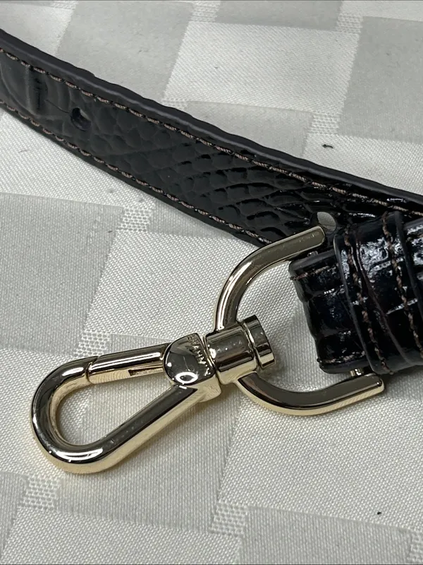Brahmin Leather Croc-Embossed Detachable Strap with Gold Hardware - Dark Brown - Image 3
