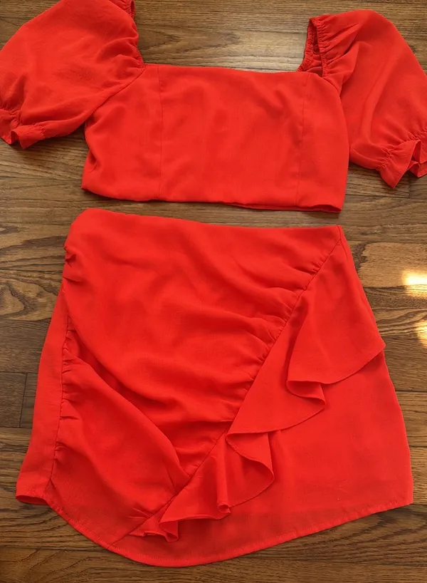 Cloud Ten NEW Orange Two Piece Skirt Set - Image 4