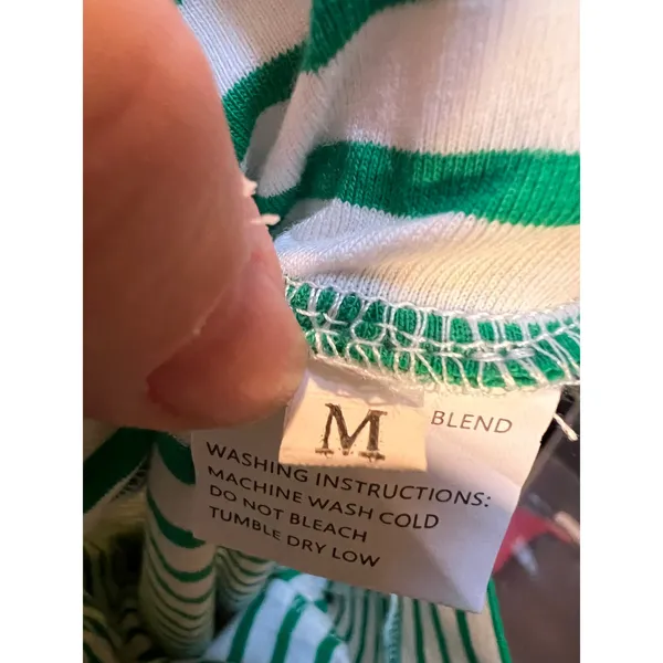 Women's Sz Medium Pull On Lounge Pants White Green Stripes Pockets Elastic Waist - Image 11