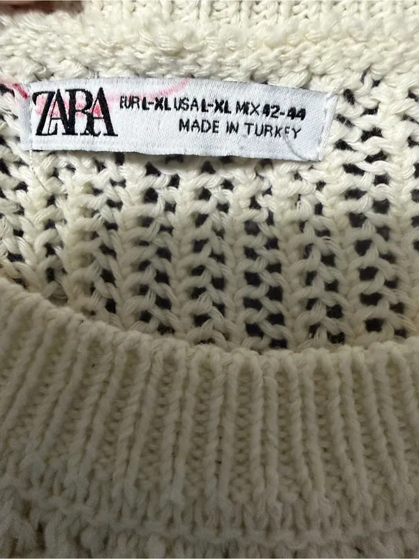 Zara cream open knit crochet vest women’s size XL boho fall cottagecore - Image 3