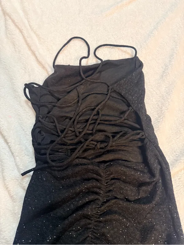 Lovely Day Black Sparkle Strapless Evening Gown - Image 5
