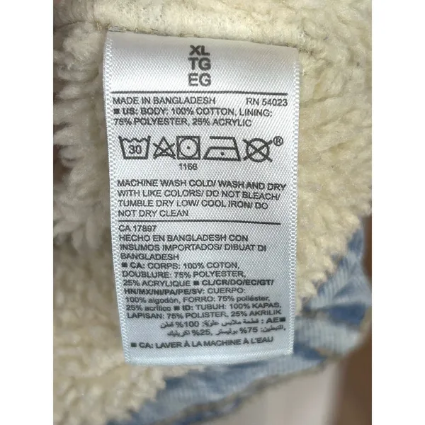 Old Navy Womens Sherpa Lined Denim Trucker Farm Ranch Chore Jacket Cotton XL - Image 13