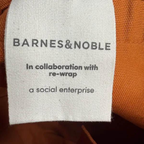 BARNES AND NOBLE Re-Wrap Collab Bag of Books Rust Brown Orange Tote Bag - Image 10