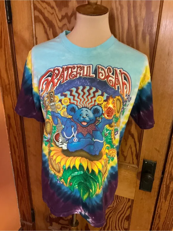 Liquid Blue Grateful Dead Guru Inspiration Bear Tie Dye T Shirt Medium M - Image 5