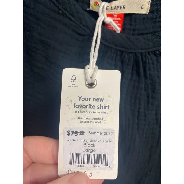 Marine Layer Cropped Blouse Top Womens Large Gray Scoop Neck Flutter Sleeve B55 - Image 2