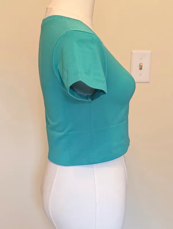 Offline by aerie short sleeve pine fitted ribbed hemline cropped top - Image 4
