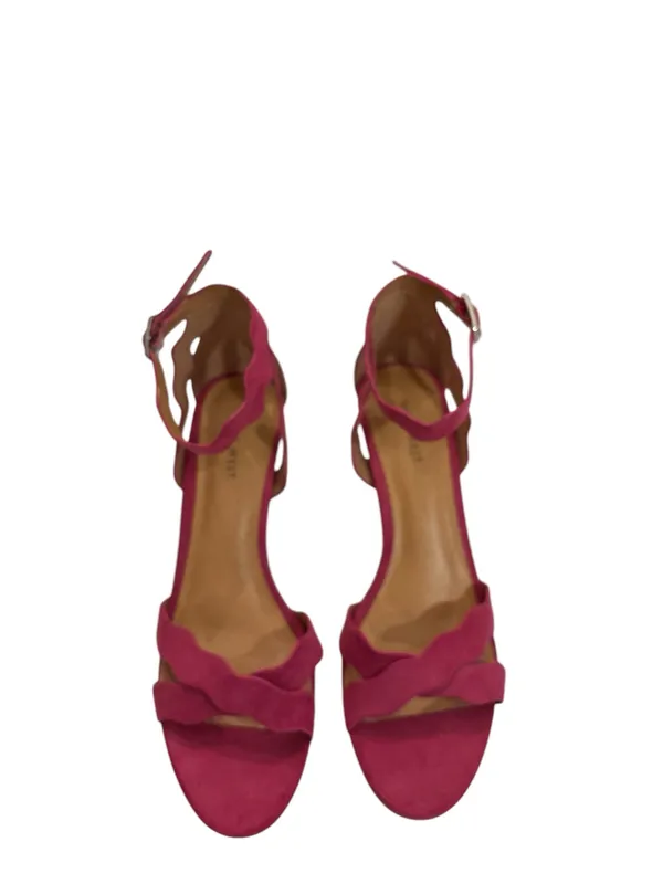 Nine West Fuchsia Pink Suede Scalloped Ankle Strap Heels - Image 2